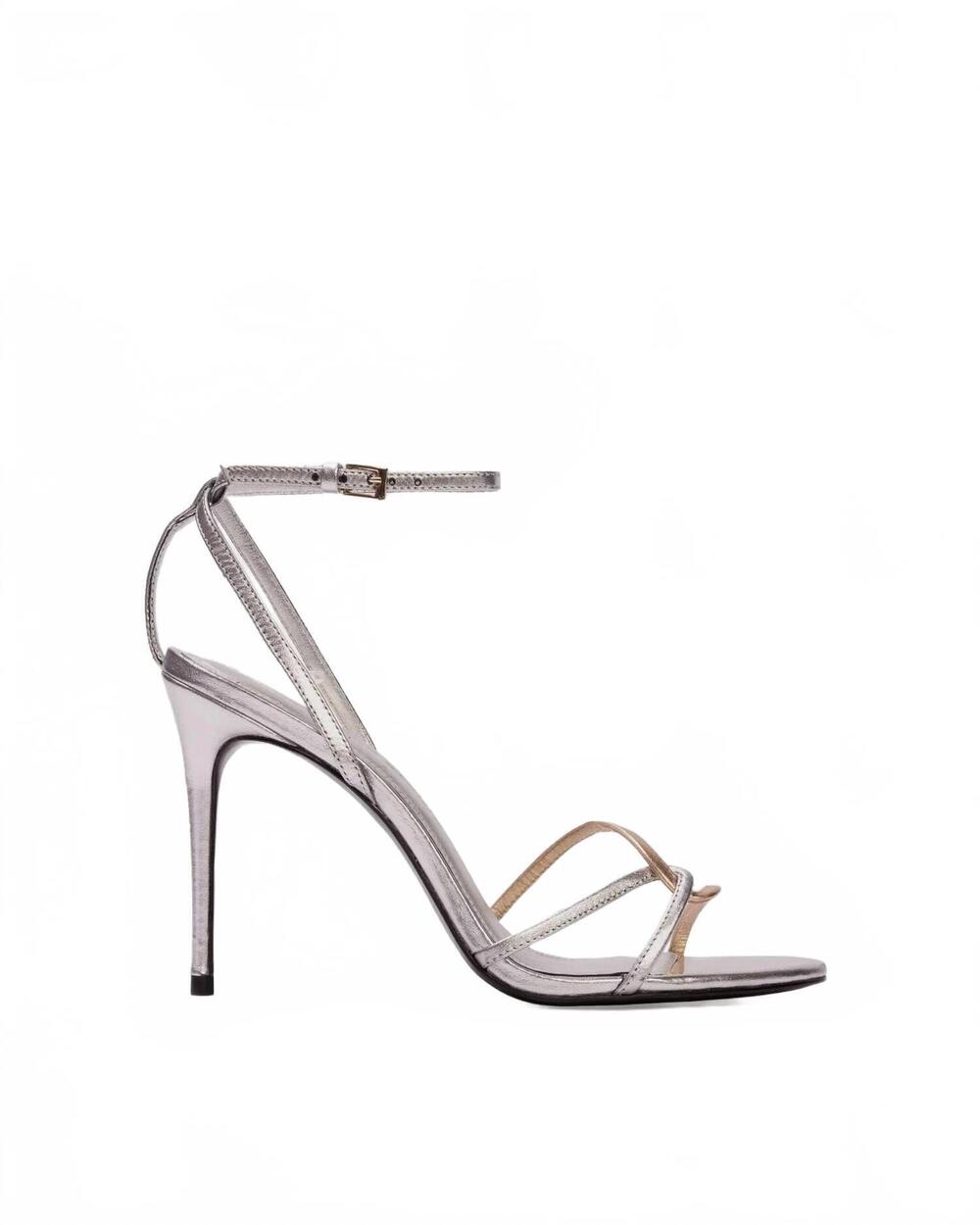NEW BLACK SUEDE STUDIO women's miley sandal in silver/gold leather